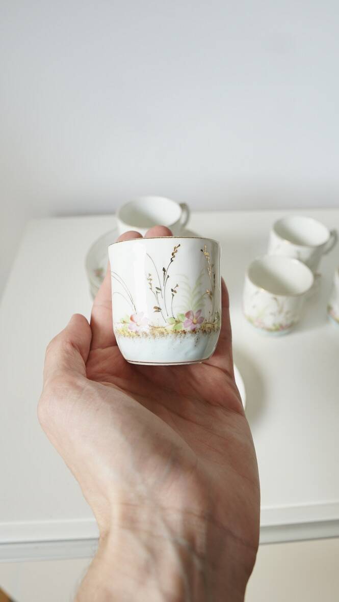 Set of 6 Limoges porcelain cups Barny Rigoni & Langle - 19th century