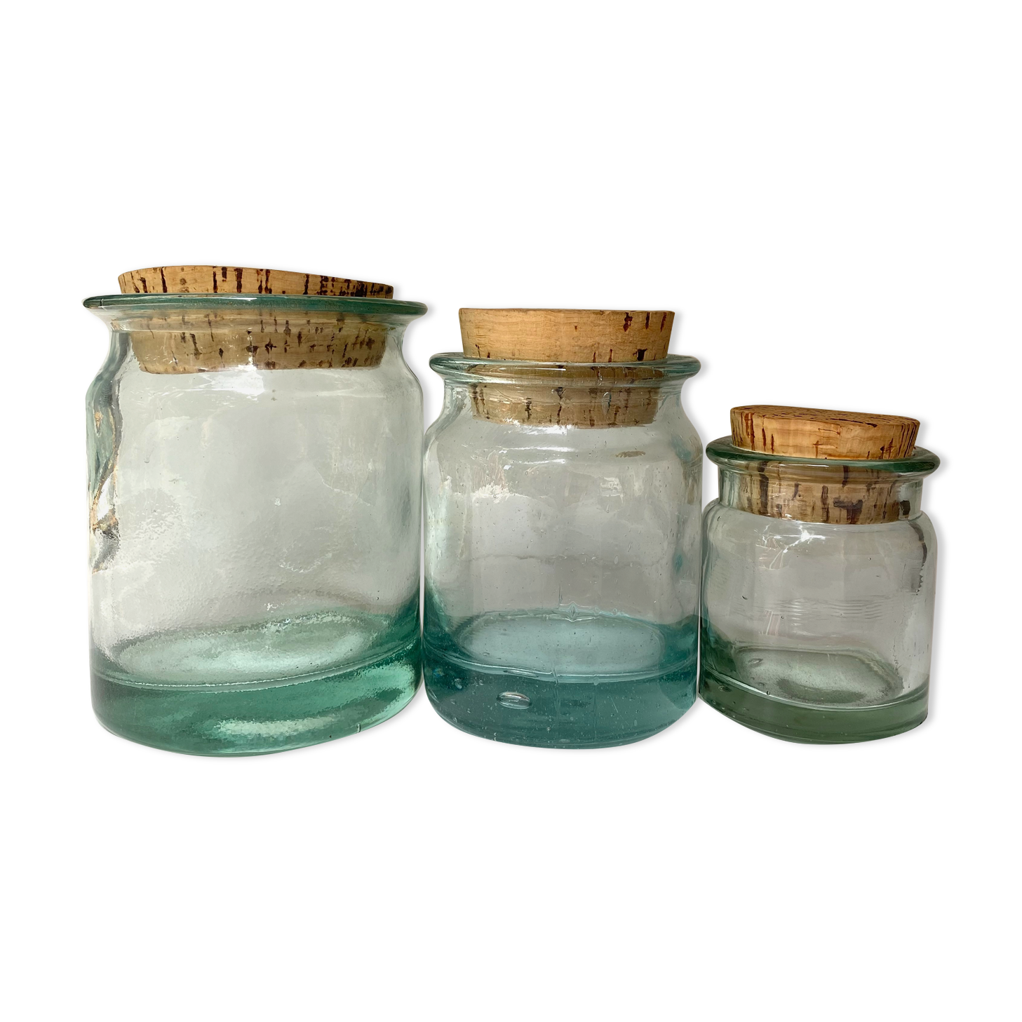 Glass jars with cork stopper