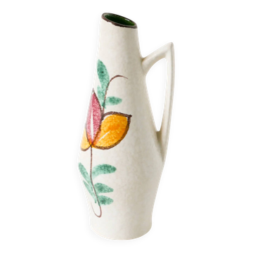 Vase en céramique, motifs à fleurs, fabriqué en Allemagne, 1970
