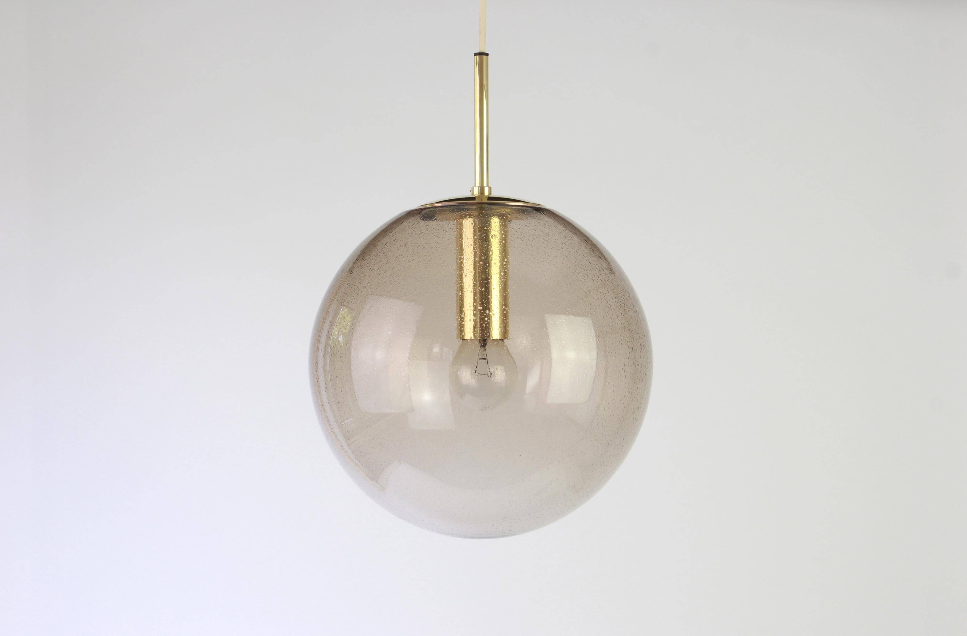 Limburg pendant light with smoked glass ball, Germany, 1970s