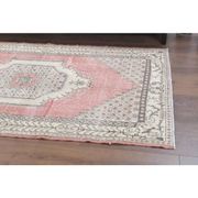 Vintage Turkish Oushak Handmade Wool Cotton Pink Area Rug 122x209
