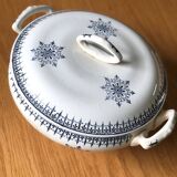 Soupière blanche et bleu marine