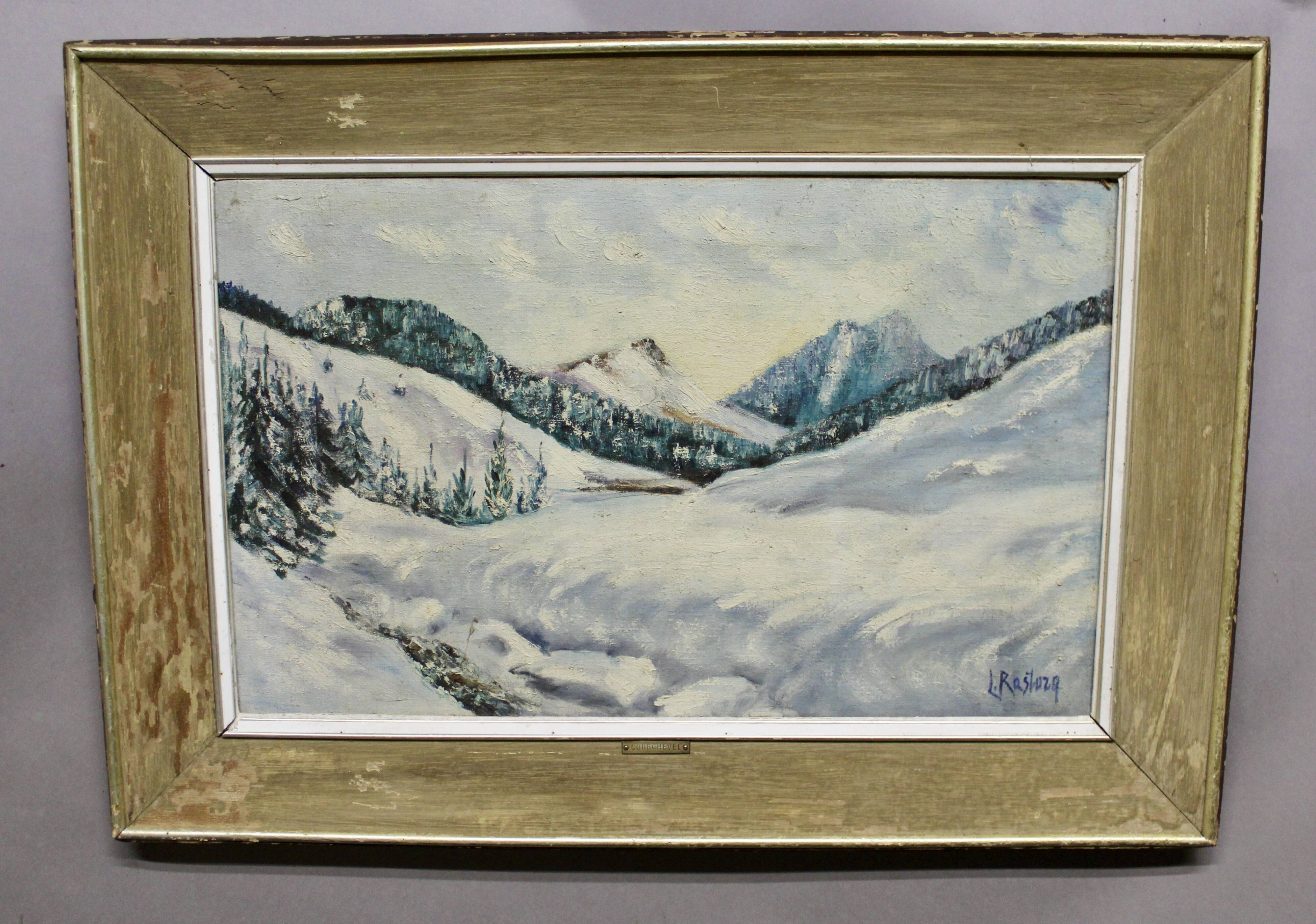 Oil on canvas, mountain landscape of Courchevel, signed