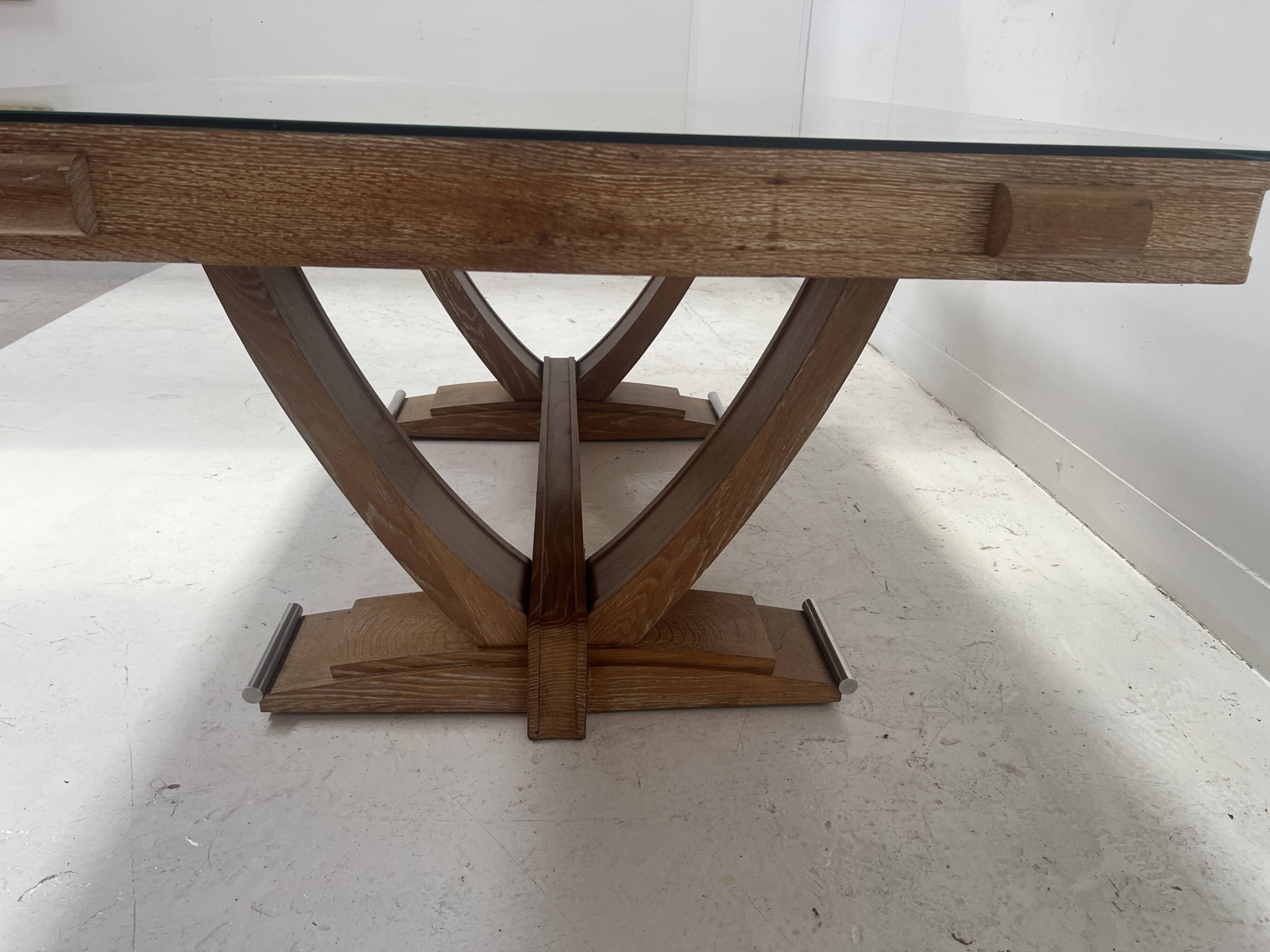 Table bureau Art Déco en chêne cérusé du XX siècle