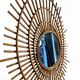 Miroir mural vintage bambou & laiton – France, circa 1950