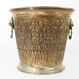 Champagne bucket in brass regrowth silver with lion handles, 1900s