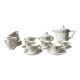 Vintage tea set in white porcelain with stripes, Moulin des Loups orcerame model "Richelieu"