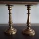 Pair of large candlesticks in gilded brass, 19th century.