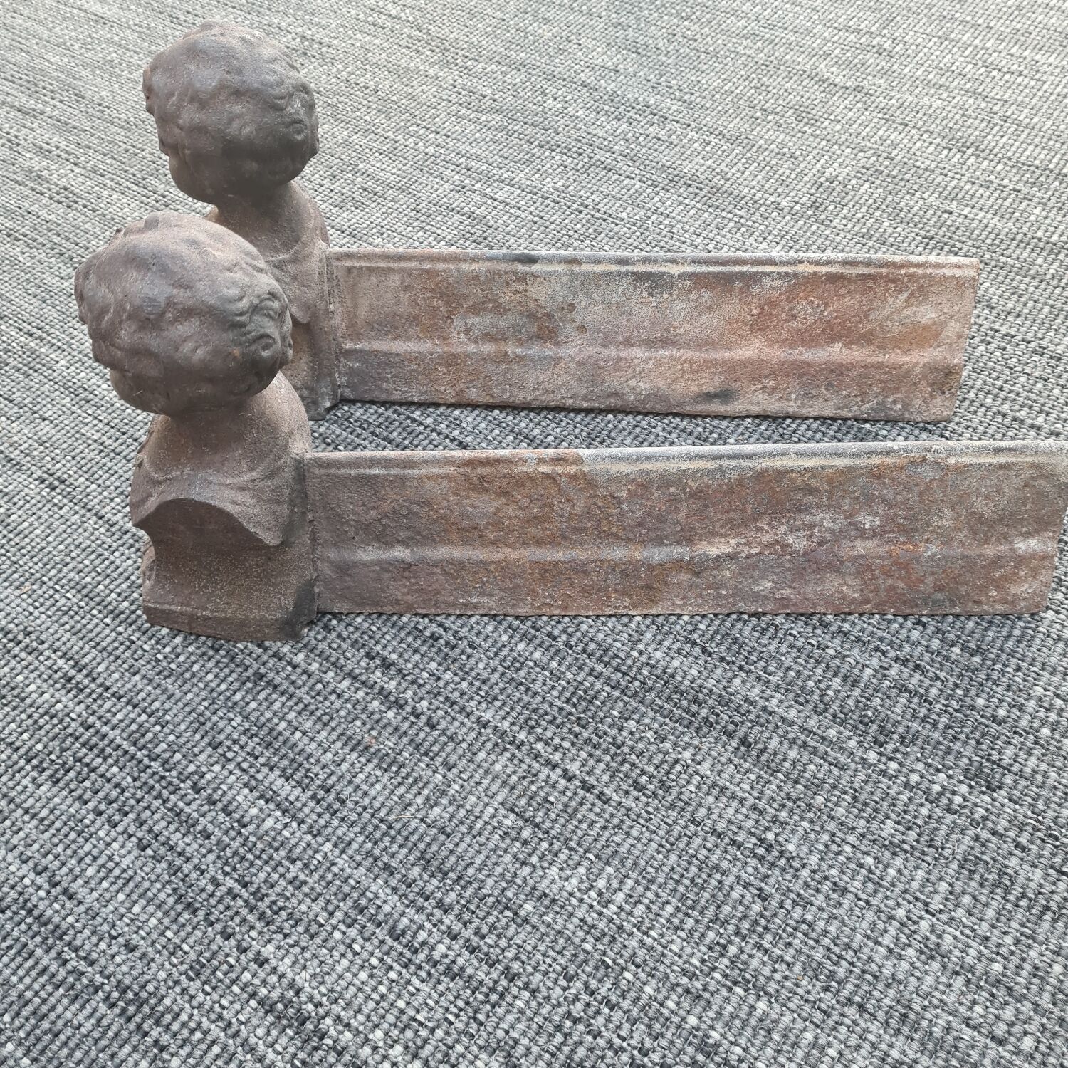 Pair of cast iron andirons
