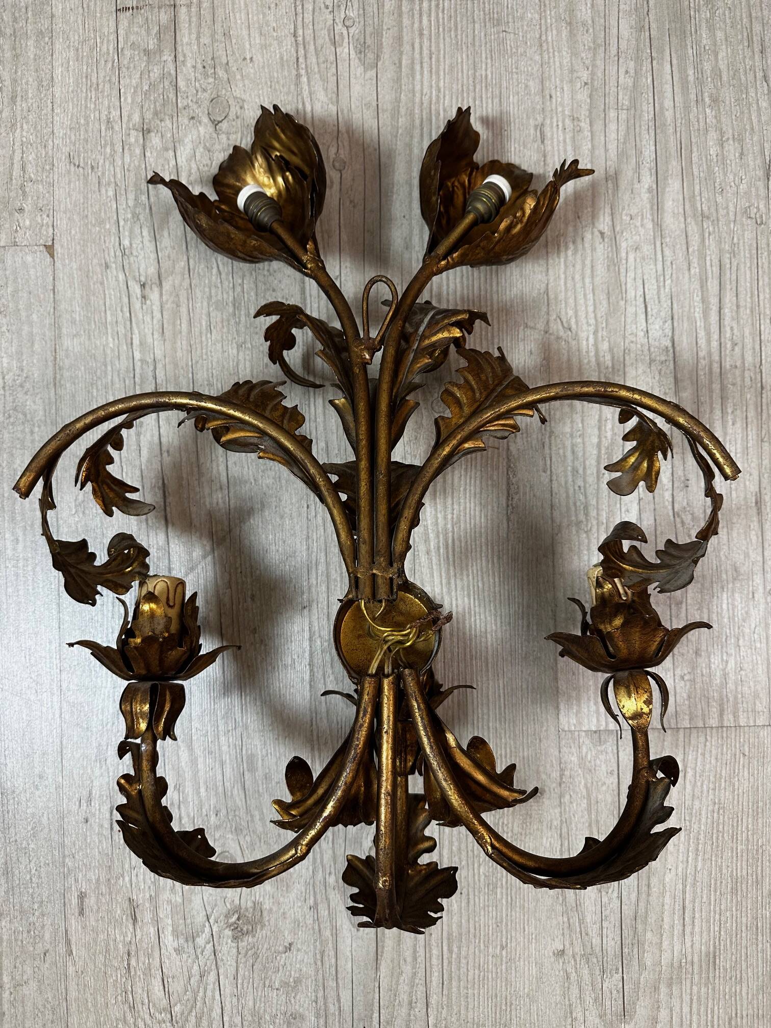 Pair of brass wall lights