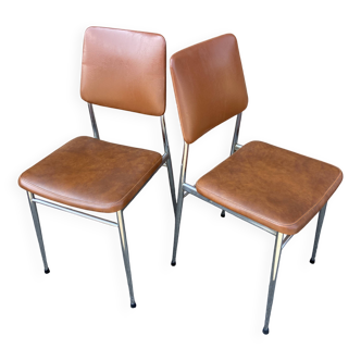 2 vintage leatherette and chrome chairs 1970