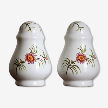 Salt shaker/pepper duo in glazed ceramic from Briare