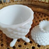 Bonbonnière, pineapple sugar bowl in white opaline.