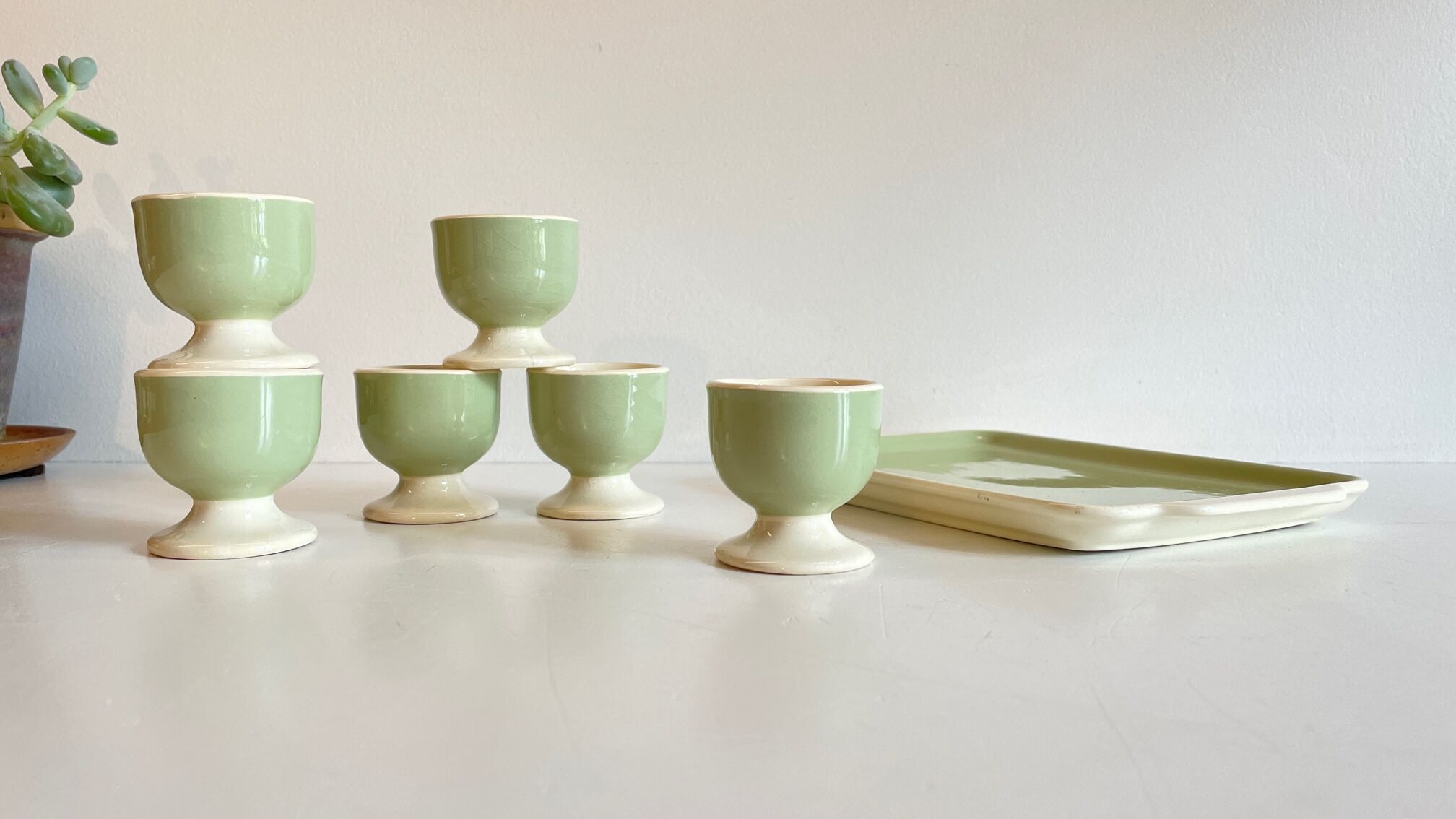 6 coquetiers sur plateau céramique par villeroy & boch