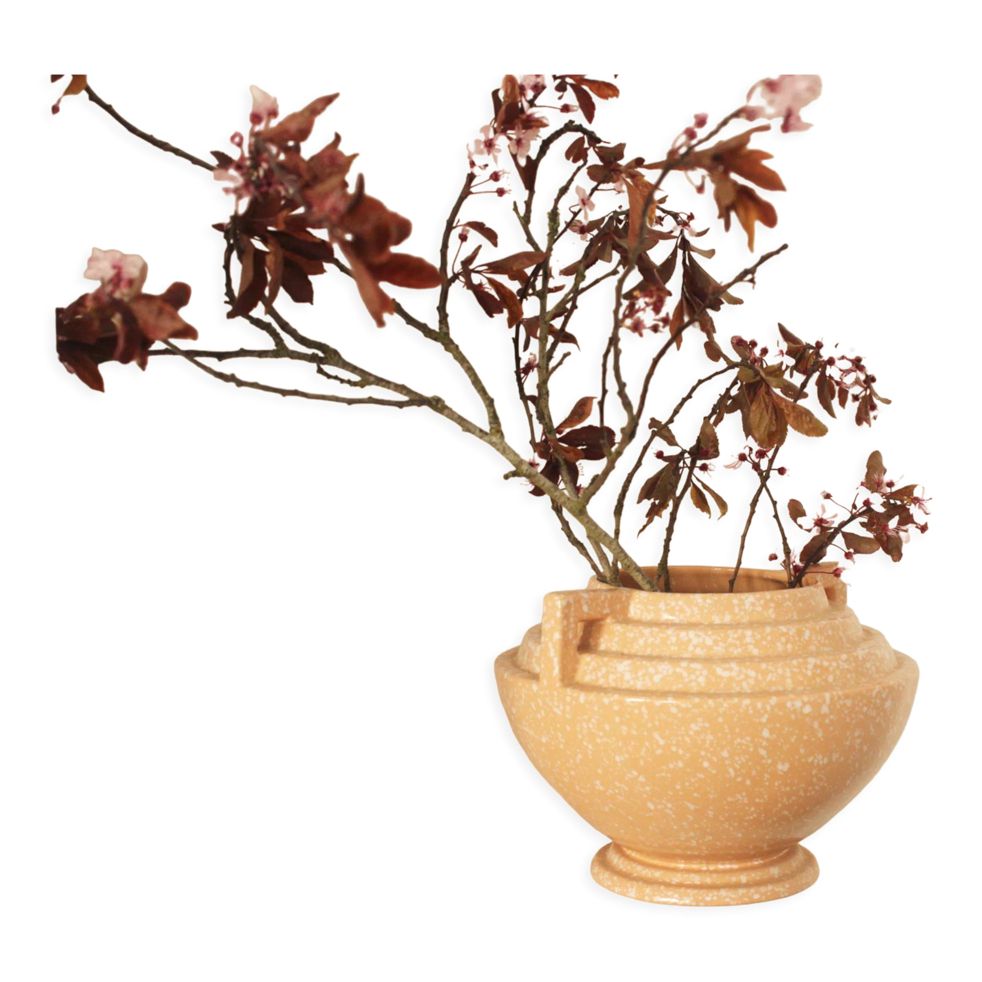 Vase original rose pâle moucheté de blanc