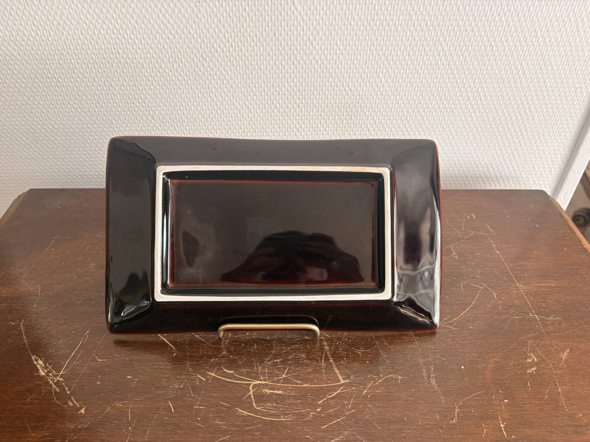 Vide poche, plat rectangulaire en céramique émaillée, 1970