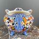 Large earthenware cache-pot from Gien with peony decoration, 20th century.