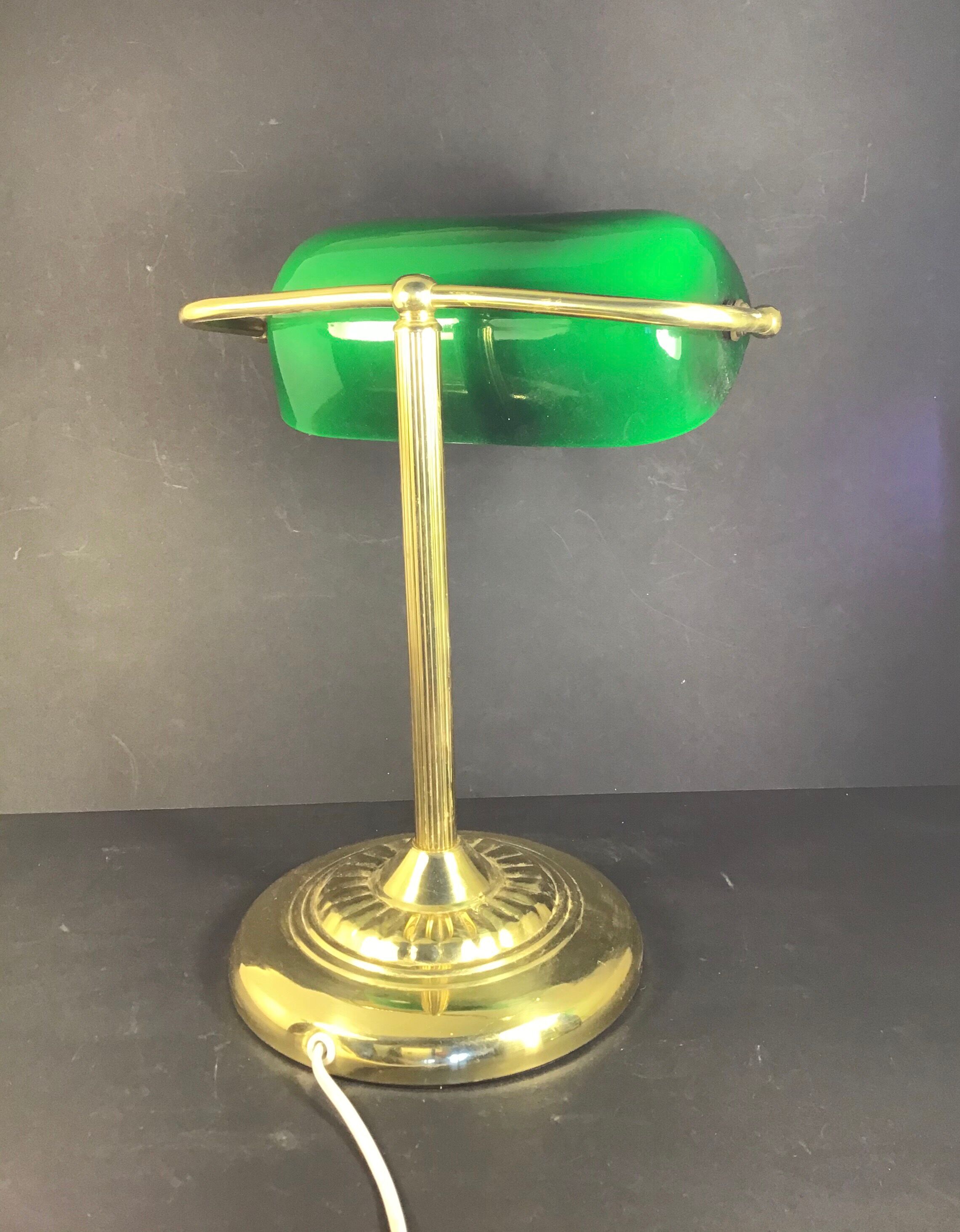 Green opaline library lamp