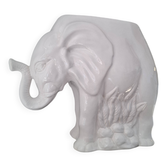 Elephant vase / cache pot in white ceramic