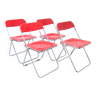 Four red Plia chairs Giancarlo Piretti Anonima Castelli 1969
