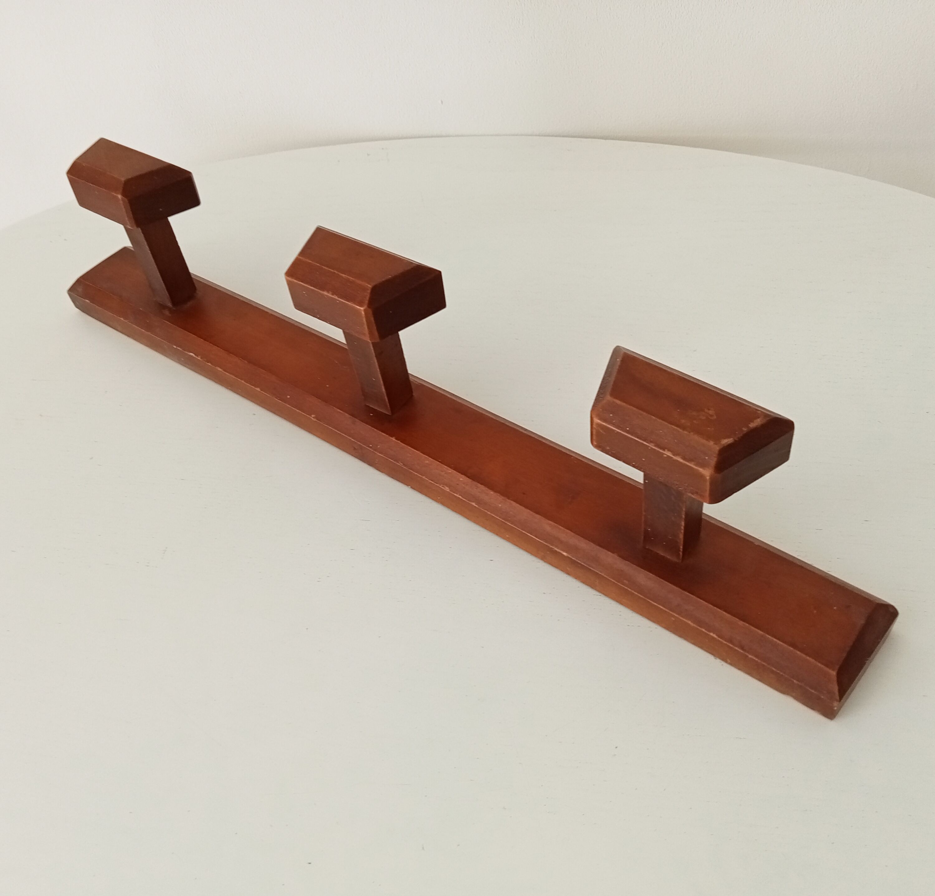 Vintage wooden wall coat rack 60s/70s