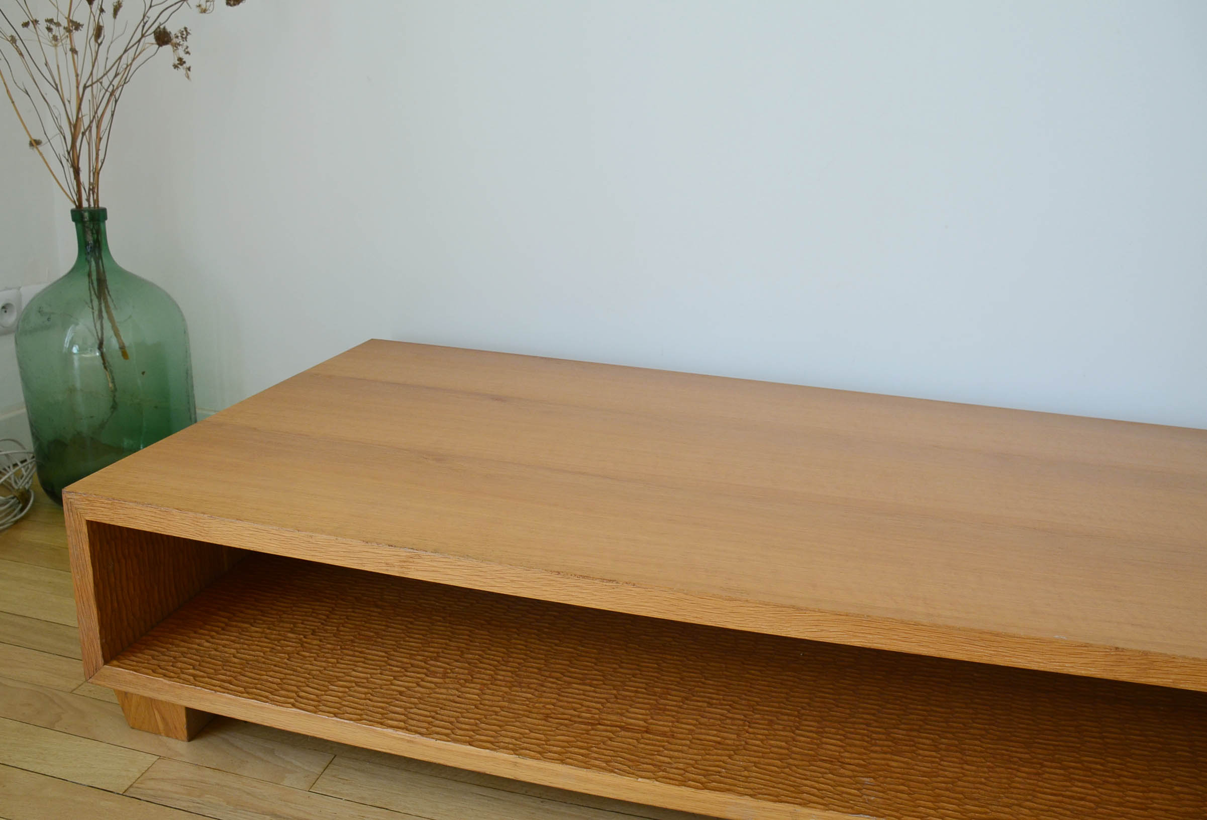 Coffee table Ecart International by Andrée Putman model "crossing" oak wood