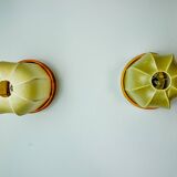 Pair of "cocoon" wall lights, resin and pine, Italy, 1970