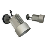 Pair of vintage adjustable wall lights, aluminum, Italy 1970