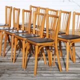 10 baumann chairs no. 12 black faux leather light beech