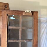 Antique display case in blond wood – small-paned windows with key