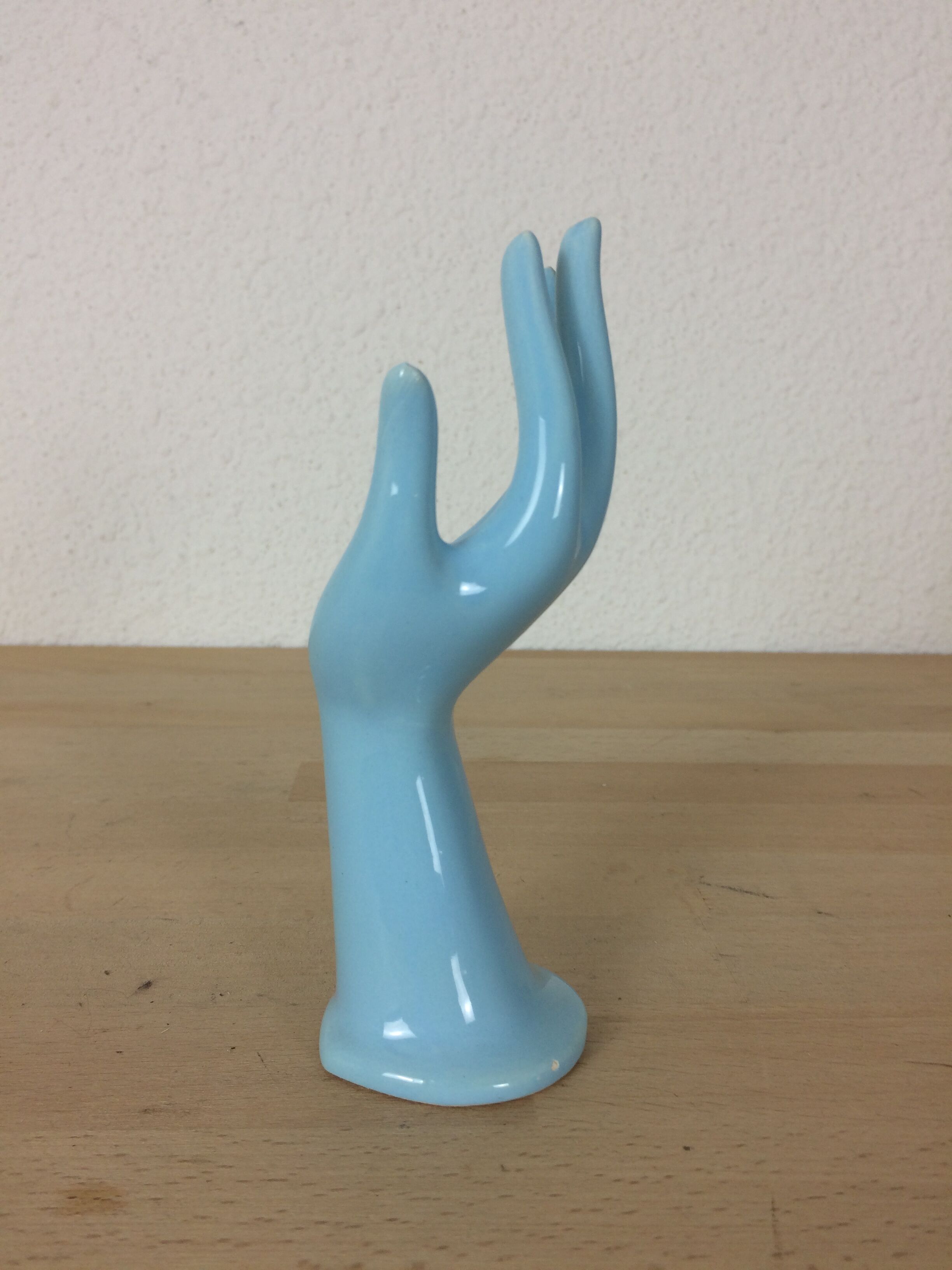 Hand baguier soliflore ceramic blue