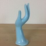 Hand baguier soliflore ceramic blue