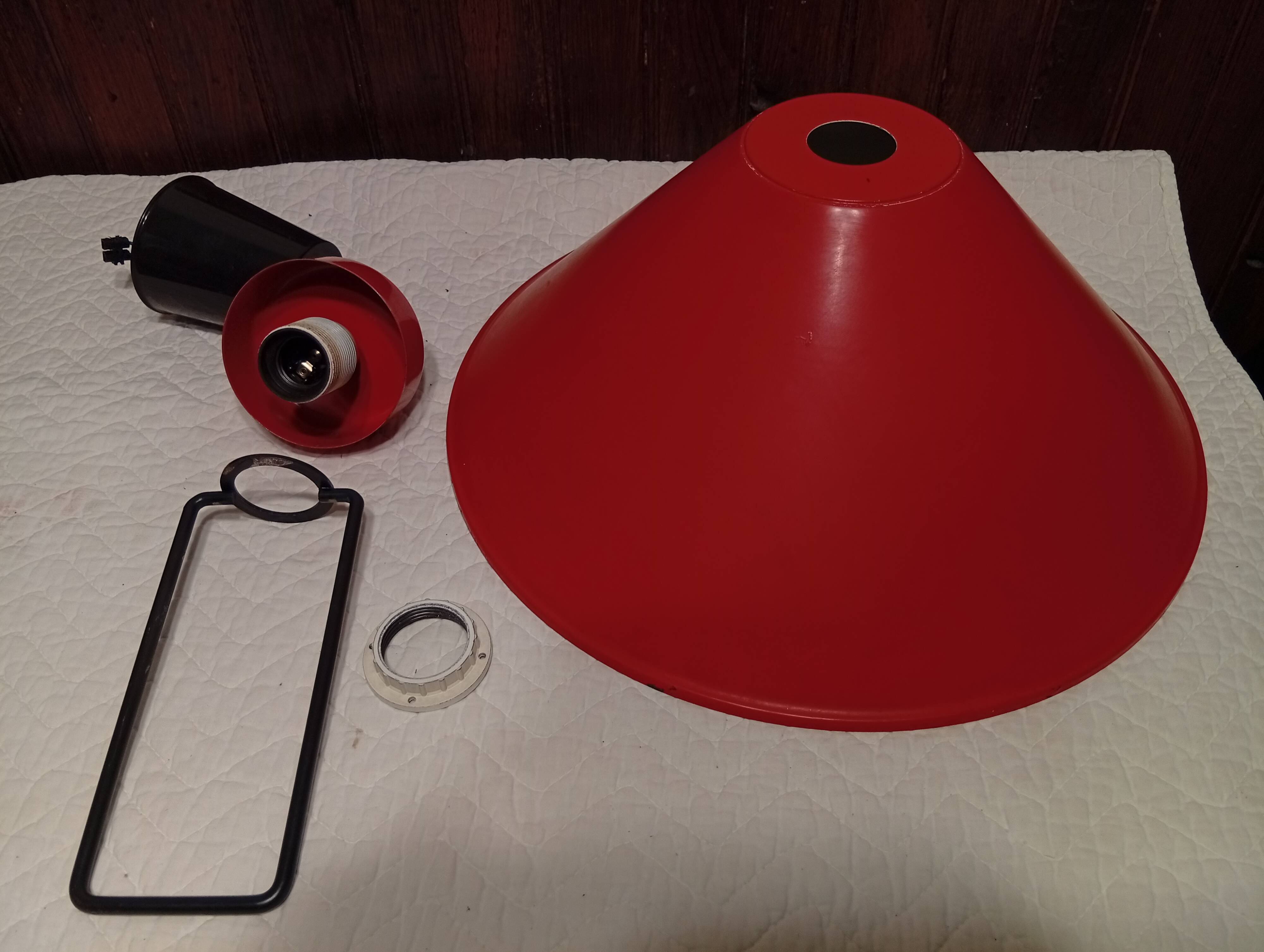 Vintage up and down pendant light in red and white lacquered metal