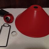 Vintage up and down pendant light in red and white lacquered metal