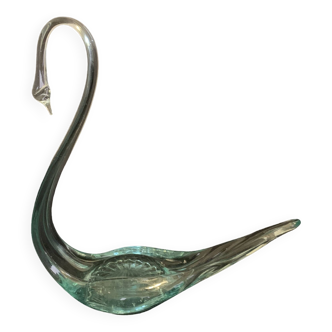 Large swan 31cm in glass crafts France glass bird statue vintage old