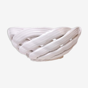 White ceramic braided basket
