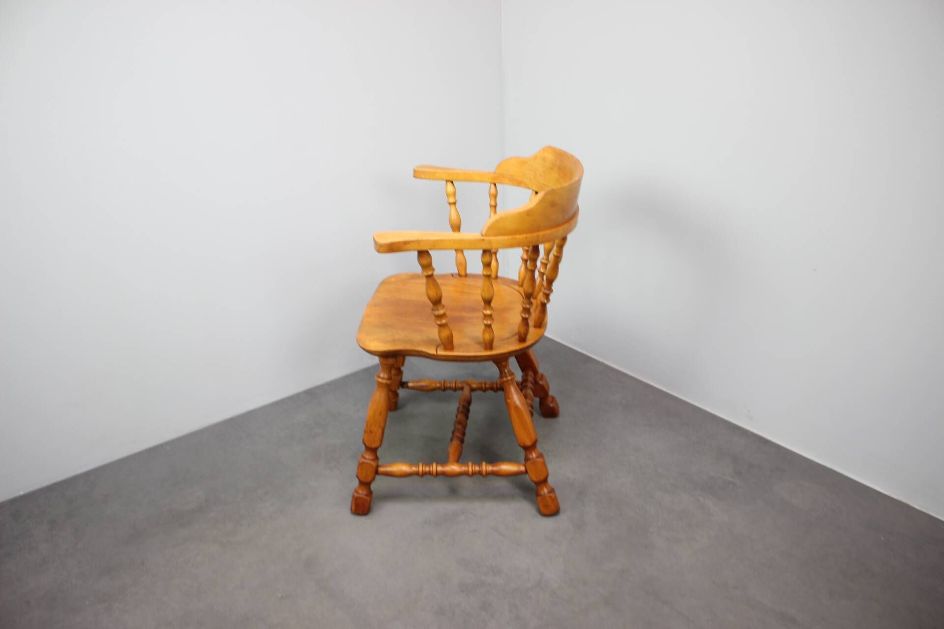 Vintage Windsor armchair with spindle back, Central Europe, circa 1970–1980.