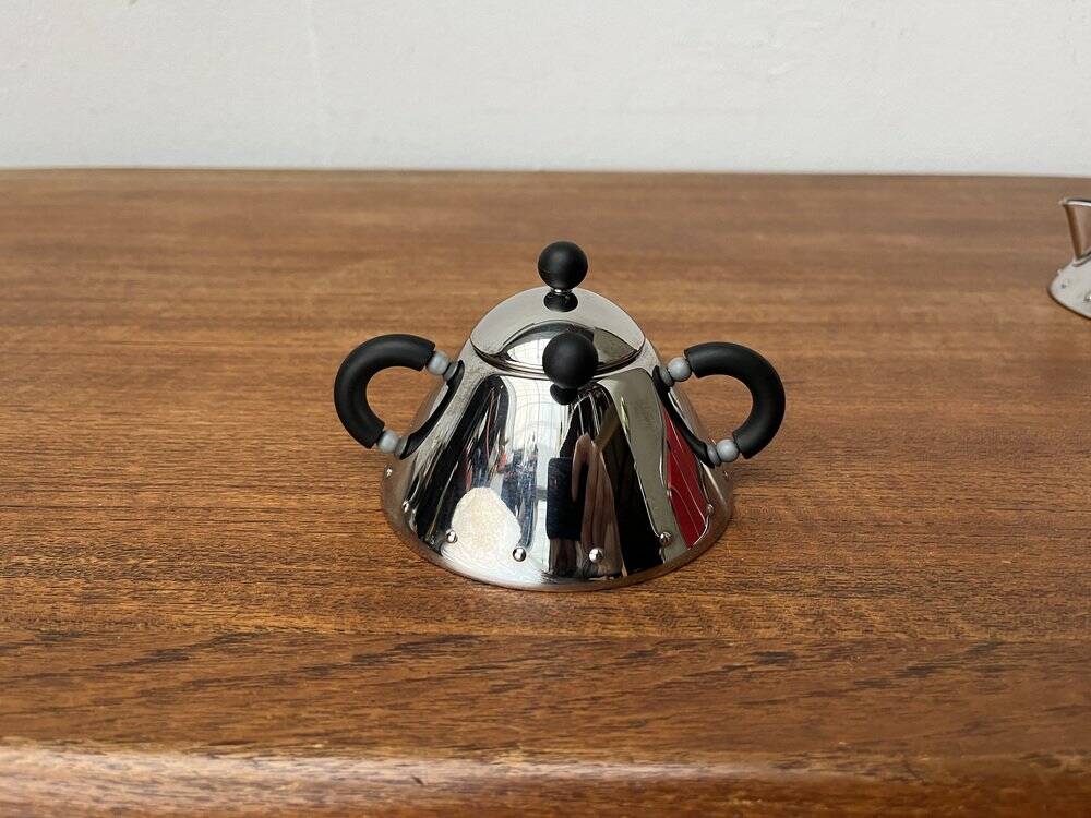 Postmodern Italian plateau for sugar and milk by Michael Graves for Alessi, 1980s, set of 3.