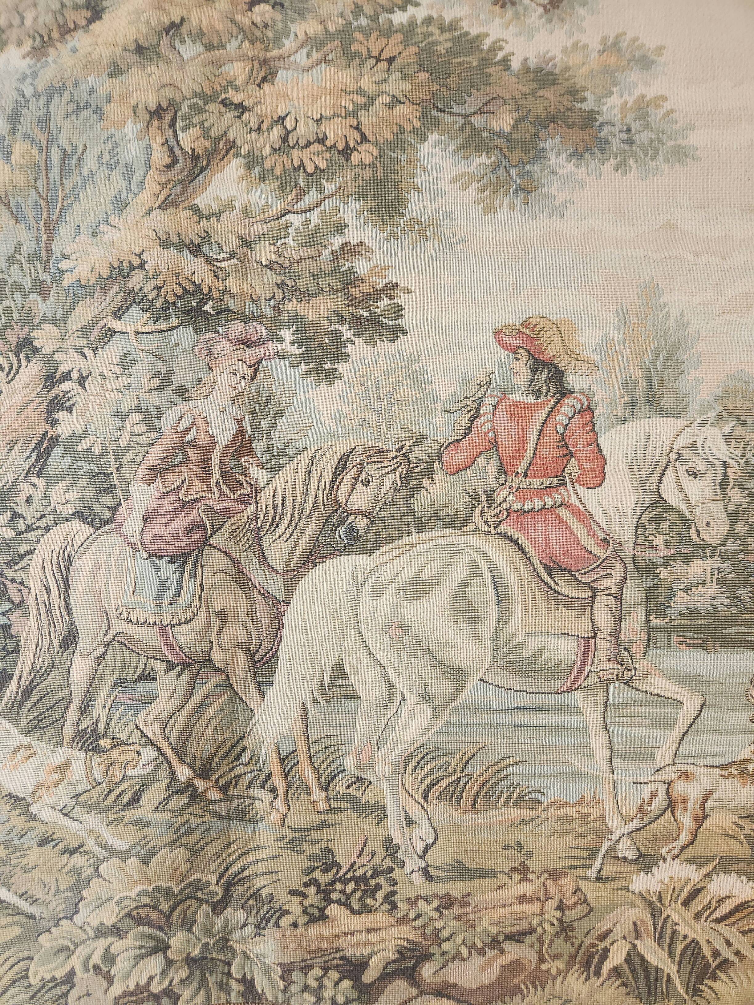 Tapestry Gobelin Hunting Landscape Rococo Jacquard Aubusson Style
