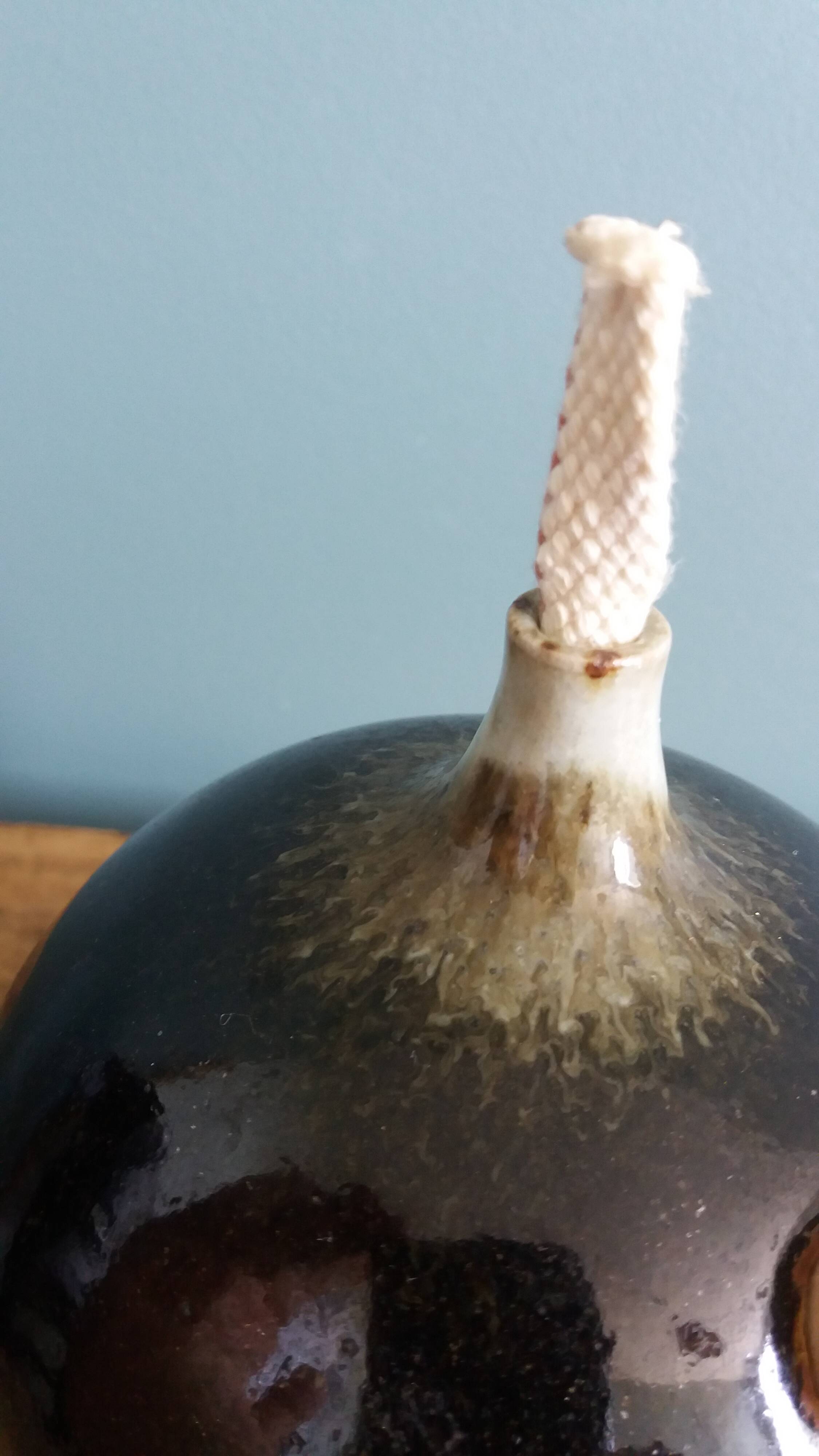 Fig-shaped oil lamp, stoneware soliflore, signed ceramic.
