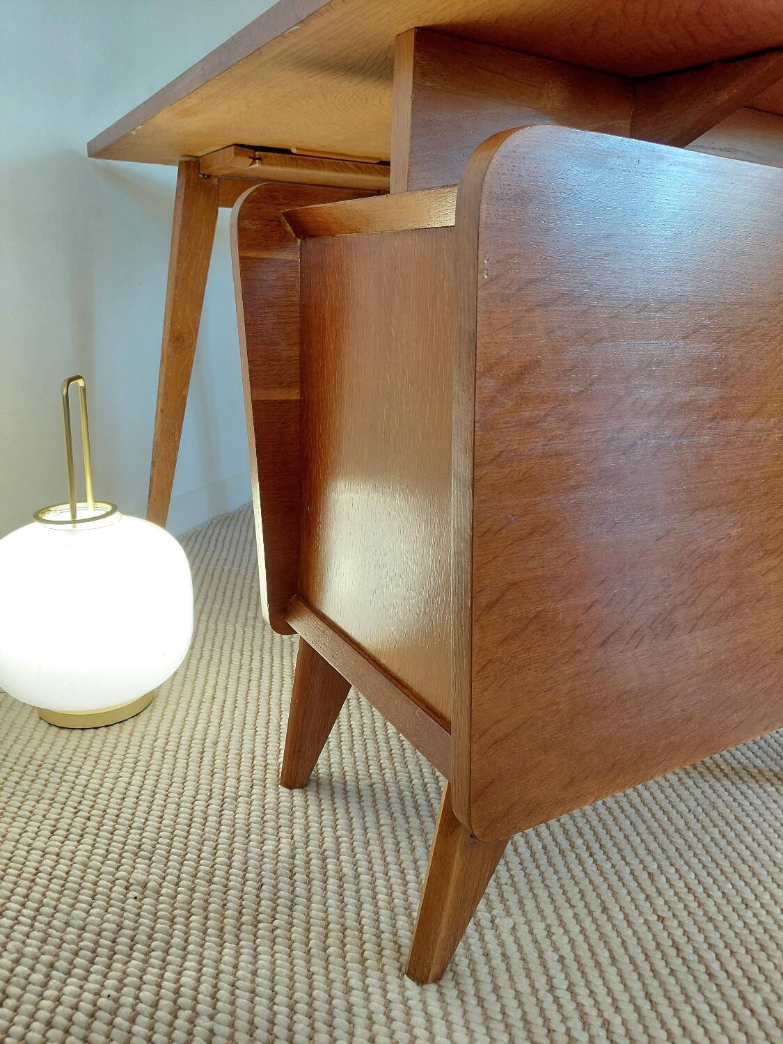Vintage Scandinavian desk with a floating top and splayed legs - 1960.