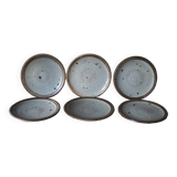 Set of 6 Pierre Digan pyrite stoneware dessert plates