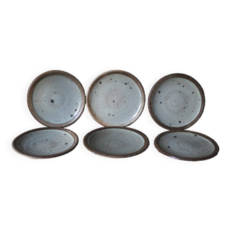 Set of 6 Pierre Digan pyrite stoneware dessert plates