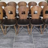 10 chaises bistrot Baumann modèle "Gentiane", années 60