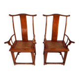 Set of 2 Chinese high-backed armchairs in the style of the Ming Dynasty, 19