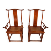Set of 2 Chinese high-backed armchairs in the style of the Ming Dynasty, 19