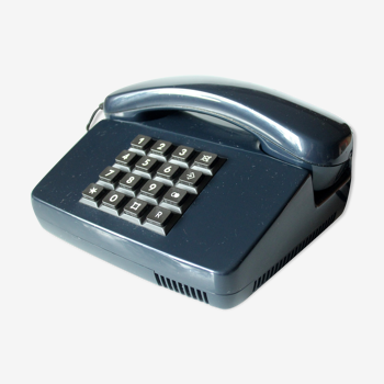 Téléphone allemand vintage avec pavé de cadran touches, utilisable, vintage bleu foncé des années 1990