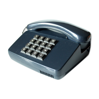 Téléphone allemand vintage avec pavé de cadran touches, utilisable, vintage bleu foncé des années 1990