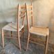 Pair of vintage chairs 1960-80's in beech braided rope