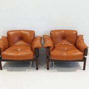 MP-13 armchair set by Percival Lafer in cognac leather.